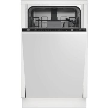 Beko Masina de spalat vase incorporabila Beko BDIS38020Q, 10 seturi, 8 programe, Clasa E, AquaIntense, Motor ProSmart Inverter, All in 1, Hygiene Intense, Mini 30, 45 cm, Alba