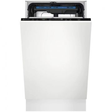 Electrolux Masina de spalat vase incorporabila Slim Electrolux EEM43211L, 10 seturi, 8 programe, Clasa E, AirDry, QuickSelect, Usa slide, Motor inverter, SatelliteClean, Afisaj digital, Indicator luminos pe podea, 45 cm
