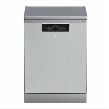Masina de spalat vase Beko BDFN36530XC, 15 seturi, 6 programe, Clasa D, Hygiene Intense, QuickShine, CornerIntense, Motor ProSmart Inverter, Deschidere usa automata, 60 cm, Argintiu