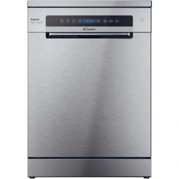 Masina de spalat vase Candy Rapido CF 4C6F0X, 14 seturi, 8 programe, Wi-Fi, Wash & Dry 35', Motor Speed-Drive Inverter, Automatic Open Door, Clasa C, 60 cm (Argintiu)