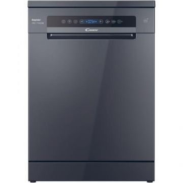 Masina de spalat vase Candy Rapido CF 5C4F0PA, 15 seturi, 8 programe, Clasa C, Wi-Fi, Wash & Dry 35', Motor Speed-Drive Inverter, Automatic Open Door, Aquastop, Power Wash, 60 cm (Antracit)
