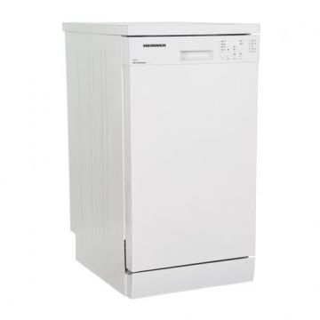 Masina de spalat vase Heinner HDW-FS4505WE++, 10 Seturi, 5 programe, Clasa E, Half load, Aquastop, 45 cm, Alb