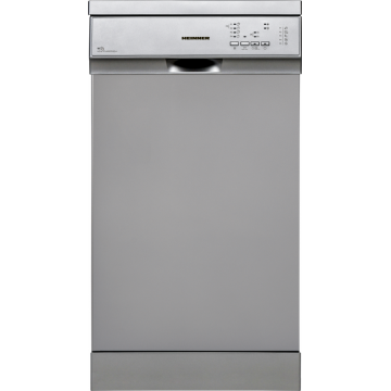 Masina de spalat vase Heinner HDW-FS4552DSE++, 10 seturi, 5 programe, Aquastop, Clasa E, 45 cm (Argintiu)