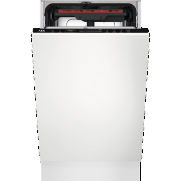 Masina de spalat vase incorporabila AEG FSE74527P, 10 seturi, 7 programe, MaxiFlex, AirDry, Usa slide, Motor inverter, SatelliteClean, Iluminare interioare, Time Beam, Clasa C, 45 cm (Alb)