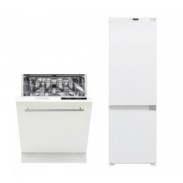 Pachet Incorporabil 2in1 61P Masina de Spalat Vase 12 Seturi 60CM si Combina Frigorifica VE27RO61 Frost Free 243L  Alb