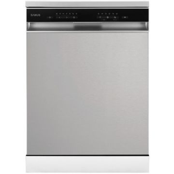 Samus Masina de spalat vase Samus SDBX614.8, 14 seturi, 8 Programe, Latime 60 cm, Clasa energetica D, Afisaj electronic, Inox/Negru