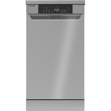 Sharp Masina de spalat vase Sharp QW-NS22F47ES-EU, 10 seturi, 7 programe, 45 cm, Clasa E, Argintiu