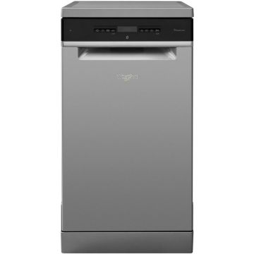 Whirlpool Masina de spalat vase Whirlpool WSFO3T1256PCX, 10 seturi, 8 programe, 6th Sense, Power Clean, Clasa E, 45 cm, Inox