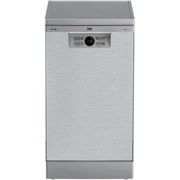 Beko Masina de spalat vase Beko BDFS26040XA, 10 seturi, 6 programe, Clasa C, AutoDose, SelfDry, Motor ProSmart Inverter, Sertar tacamuri, AquaIntense, Hygiene Intense, Fast+, Program Mini 30 minute , 45 cm, Argintiu