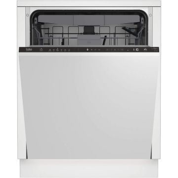 Beko Masina de spalat vase incorporabila Beko BDIN36530, 15 seturi, 6 programe, AutoDoor Opening, Touch control, Indicator luminos podea, Clasa D, 60 cm, Alb