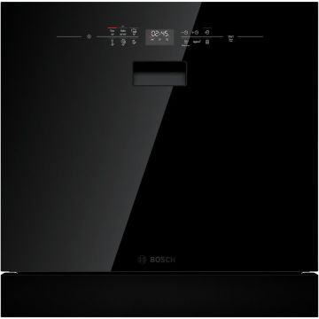 BOSCH Masina de spalat vase incorporabila Bosch SCX6ITB00E, 8 seturi, 6 programe, ExtraDry, EcoSilence Drive, Touch control, Clasa E, 60 cm, Sticla neagra