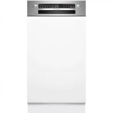 BOSCH Masina de spalat vase semi-incorporabila Bosch SPI2HKS58E, 10 seturi, 6 programe, Clasa E, AquaStop, EcoSilence Drive, MachineCare, 45 cm, Alb