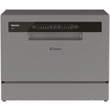 CANDY Masina de spalat vase compacta Candy Rapido CP 6E51LS, 6 seturi, 5 programe, Clasa E, Pornire intarziata, Program scurt 35', 55 cm, Argintiu