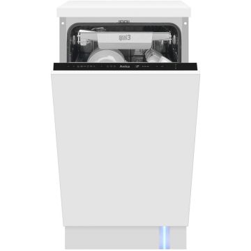 hansa Masina de spalat vase incorporabila Amica DIM42E6EBqO, 45 cm, 10 seturi, 6 programe, 3 sertare, Clasa E, ECO, AquaStop, Dedurizare, HalfLoad, indicator luminos albastru, Alb