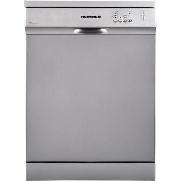 HEINNER Masina de spalat vase Heinner HDW-FS6062DSE++, 12 seturi, 6 programe, Clasa E, Aquastop, Pornire programata, 60 cm, Argintiu