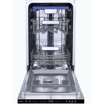 HEINNER Masina de spalat vase incorporabila Heinner HDW-BIM45710AD+++, 10 seturi, 7 programe, Display LED, Auto-door opening, Aquastop, Clasa D, 45 cm, Inox