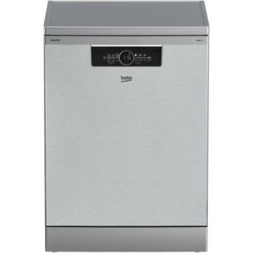 Masina de spalat vase Beko BDFN36641XA, 16 seturi, 11 programe, AutoDose, SelfDry, HomeWhiz, WiFi, HygieneIntense, SteamGloss, DeepWash, Fast+, HalfLoad, CornerIntense, Motor ProSmart Inverter, Clasa C, 60 cm (Argintiu)