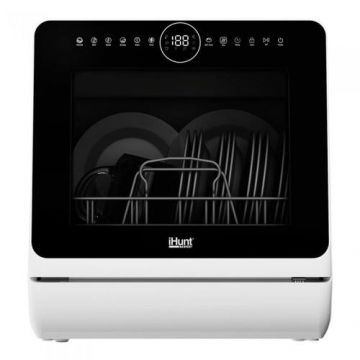 Masina de spalat vase compacta iHunt Bro Dishwasher Xpert, 6 programe inteligente, 950 W (Alb)