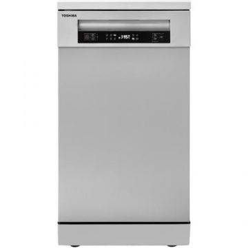 Masina de spalat vase Toshiba DW-10F2S, 10 seturi, 6 programe, Clasa D, AquaStop, Auto Open, Filtru AntiBacterian, 45 cm (Inox)