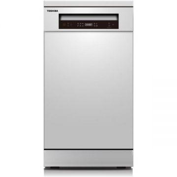 Toshiba Mașina de spălat vase Toshiba DW-10F2EE(W)-PL, 10 seturi, 6 programe, 45 cm, AquaStop, Touch cu afișaj LED, Alb