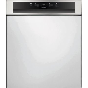 Whirlpool Masina de spalat vase semi-incorporabila Whirlpool WBC3C34PFX, 14 seturi, 8 programe, Clasa D, Motor Inverter, PowerClean Pro, Tehnologia al 6-lea Simt, Sistem Natural Dry, 60 cm, Inox