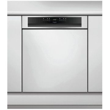 Whirlpool Masina de spalat vase semi-incorporabila Whirlpool WBO 3T333 P 6.5 X, 14 seturi, 10 programe, Clasa D, 60 cm, Inox